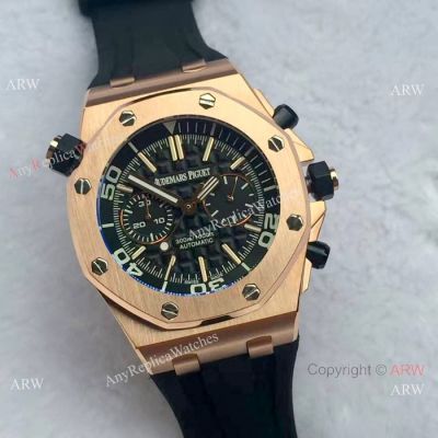 Japan Grade Audemars Piguet Royal Oak Offshore Copy Watch Rose Gold Black Face 42mm